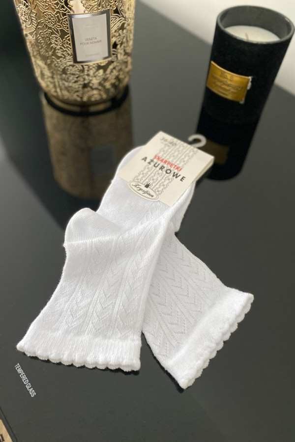 Białe skarpetki ażurowe LIWIO