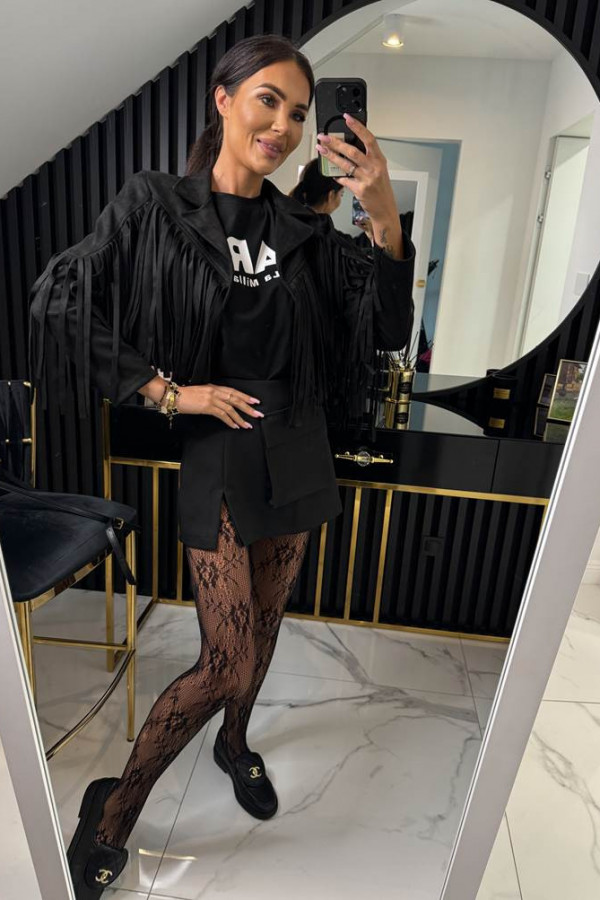 Kurtka zamszowa z frędzlami FRANJA czarna 19,02