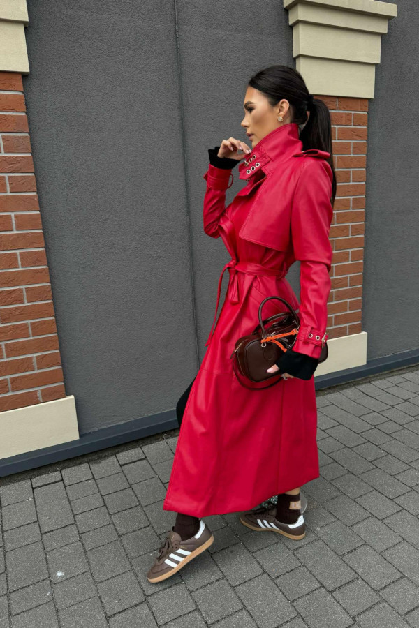 Płaszcz skórzany MONA czerwony 155