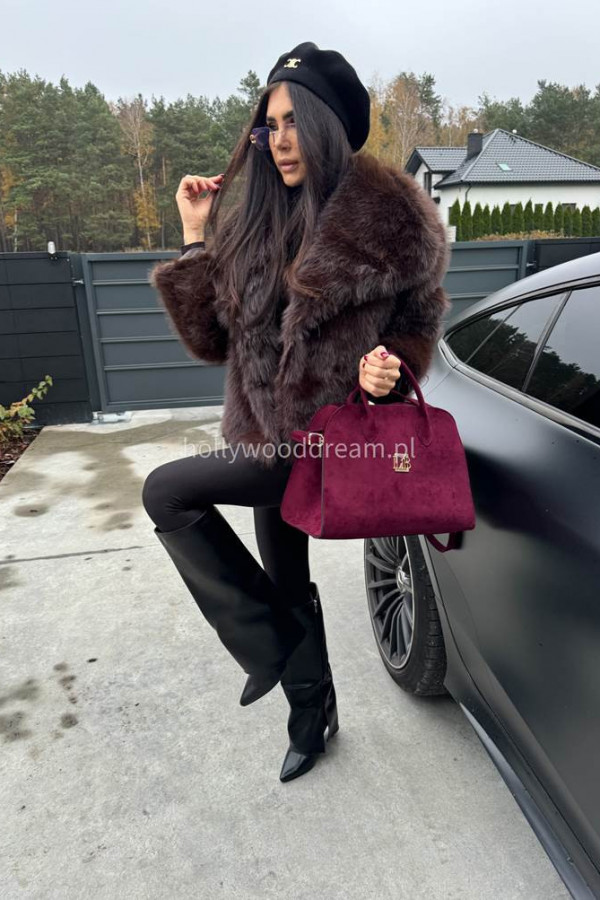 Futro oversizowe GLAMOUR czekoladowe 09