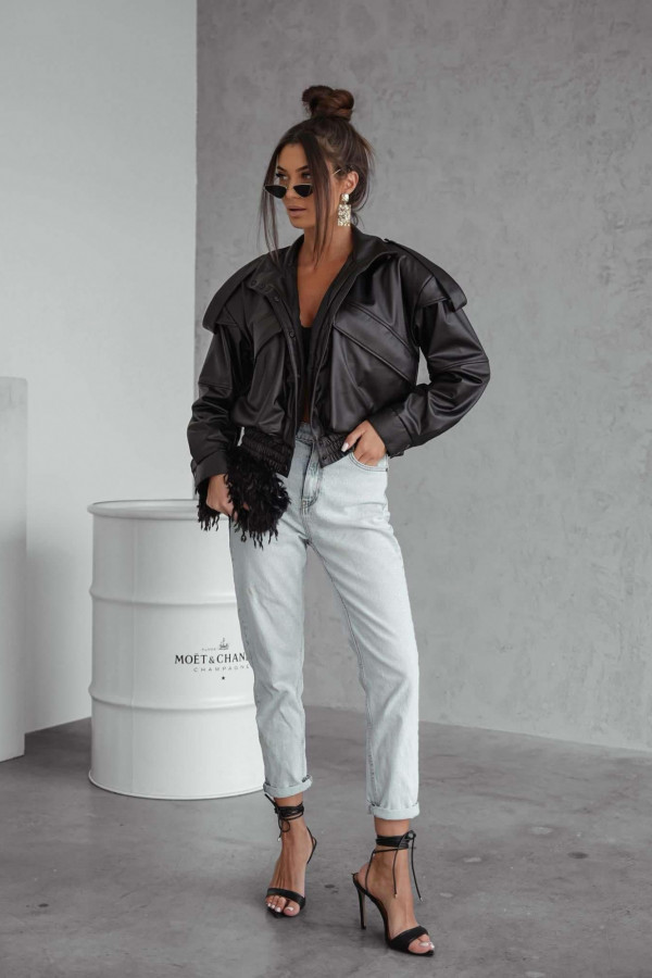 Kurtka bomberka eko-skóra LINSEY czarna 131