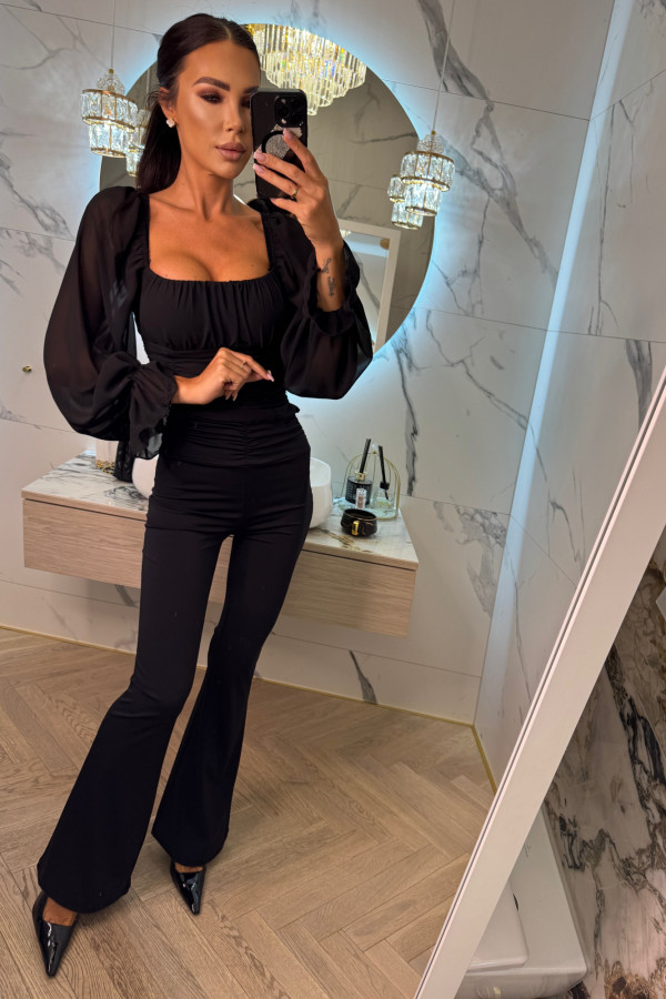 Legginsy z szeroką nogawką SLAY czarne 171