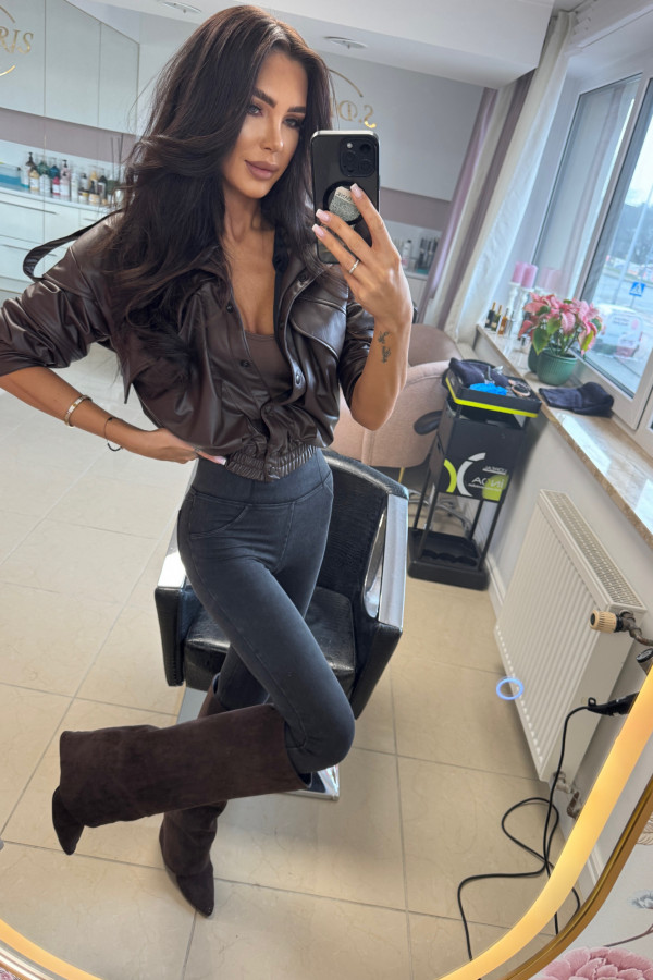 Legginsy a'la jeans z kieszonkami MATI czarne 09