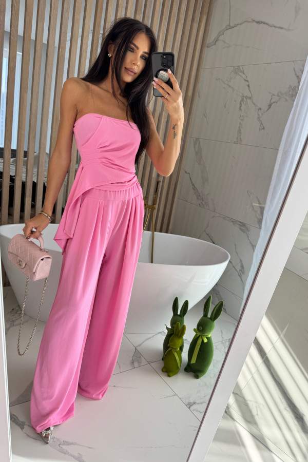 Komplet top+ spodnie szerokie ATENA różowy 19