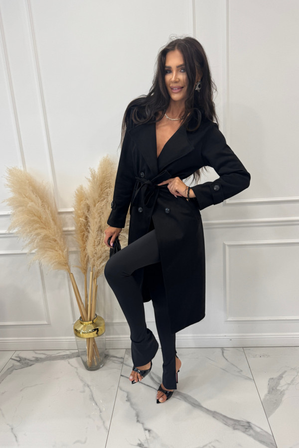 Płaszcz zamszowy dwurzędowy czarny ALEKSANDER