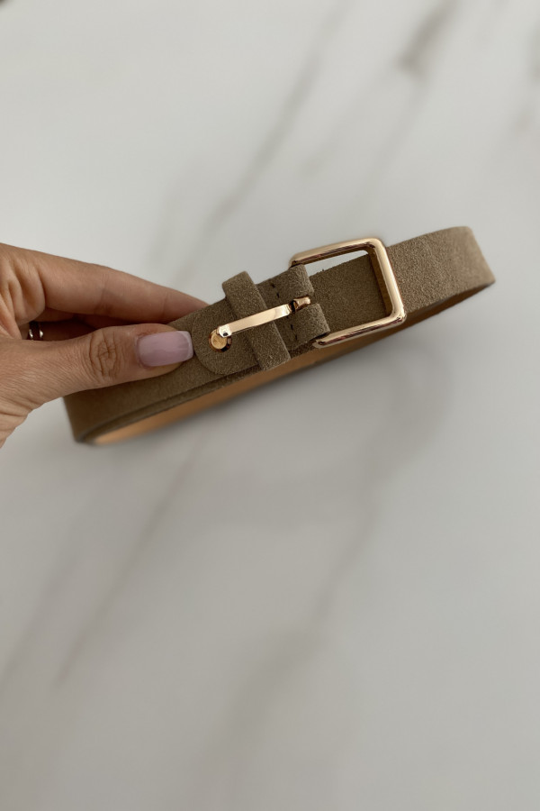 Pasek wąski zamszowy mokka LUPO