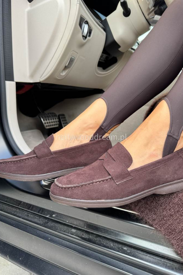 Mokasyny zamszowe brązowe GINA