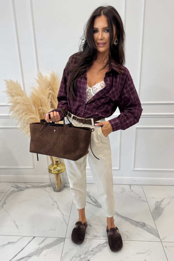 Koszula w kratę a'la flanela bordowa Morgana 52