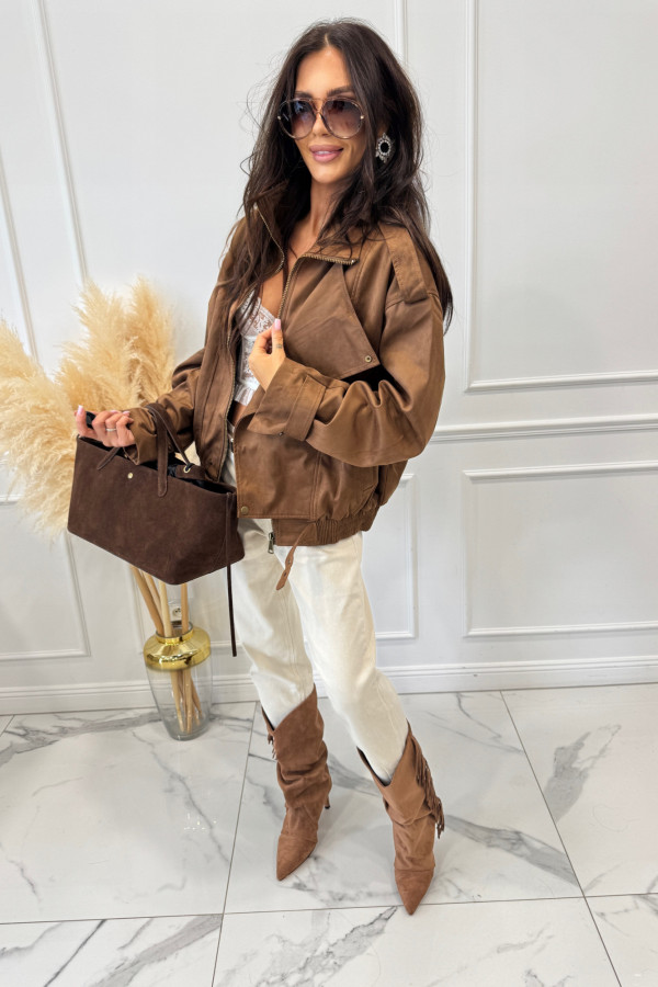 Kurtka oversize zamszowa jasny brąz ALEX