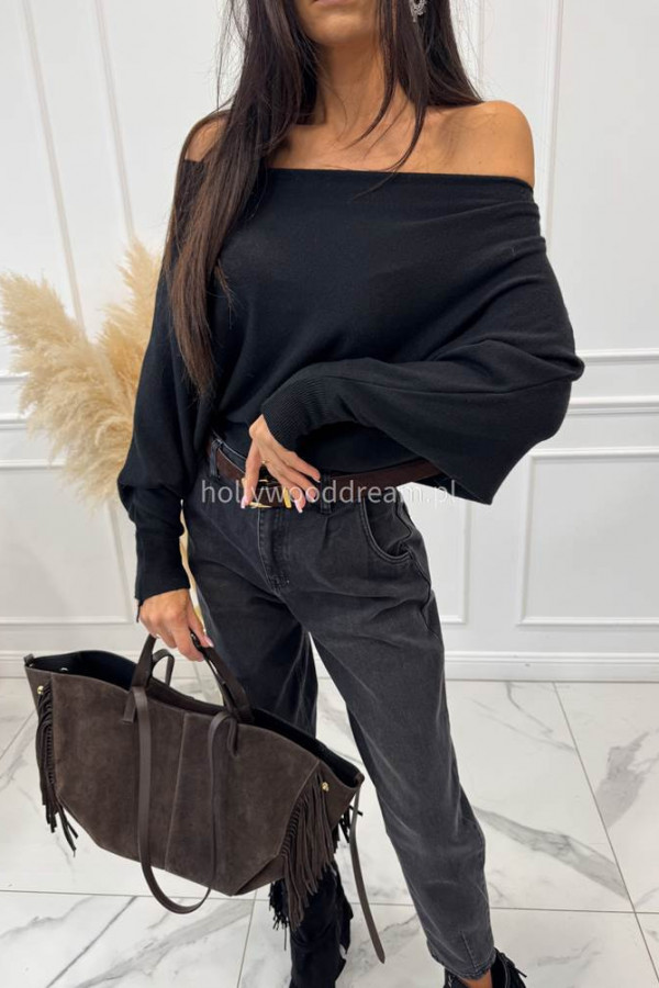 Bluzka z wiskozą nietoperz AMBER czarna 06
