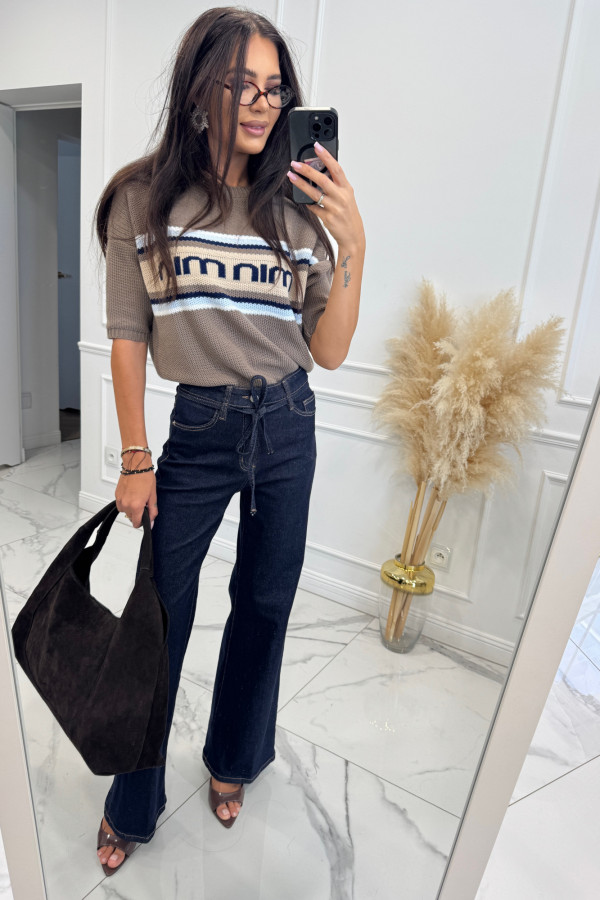 Spodnie wide leg długie ciemny granat EWAN 193