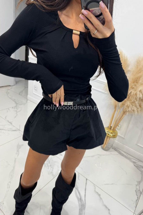 Spodenki krótkie bombka zamszowe czarne LEONARDO 161