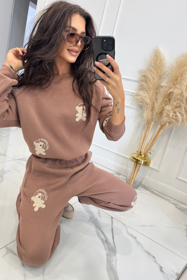 Komplet bluza+ spodnie w misie czekoladowy TROY 130
