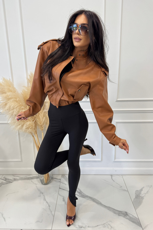 Kurtka oversize z eko skóry karmelowa Cameron 69