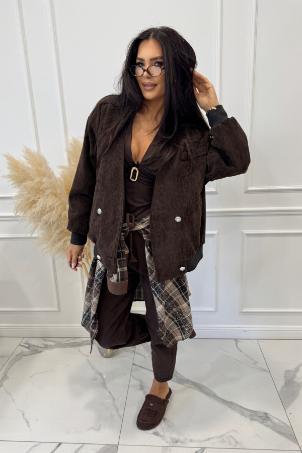 Kurtka bomberka welurowa ze srebrnymi guzikami Nadia 52