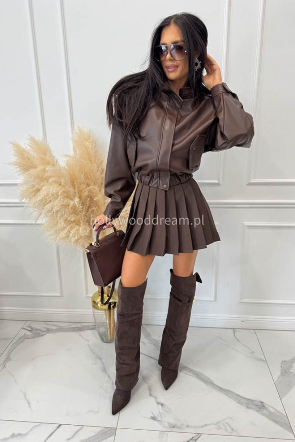 Spódniczka mini plisowana czekoladowa Ania 19,17