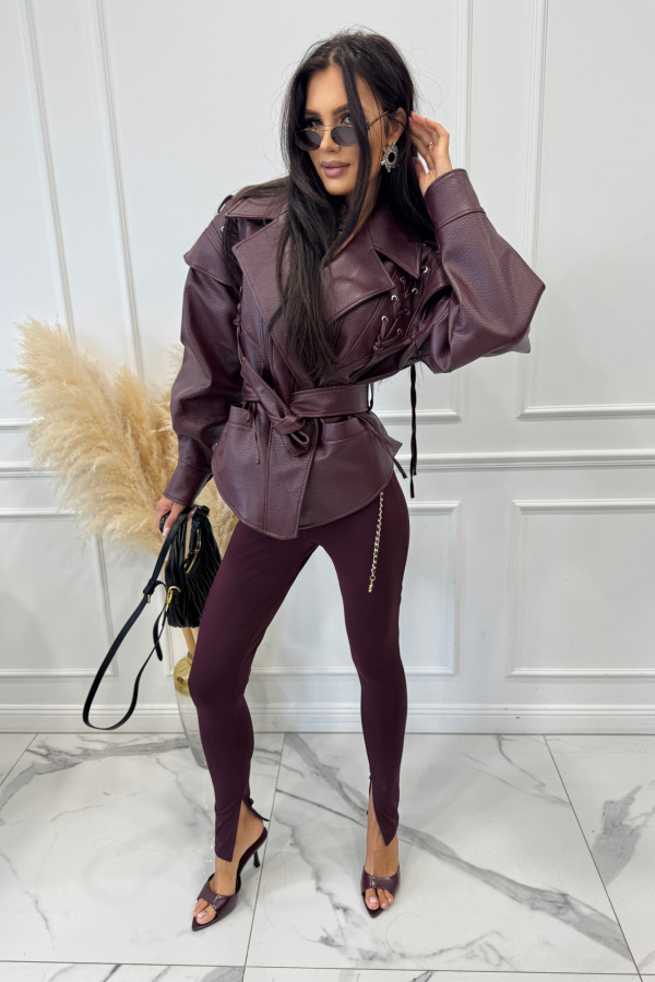 Legginsy z wysokim stanem biskupi fiolet Amerlo 185