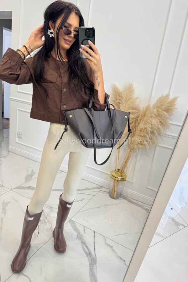 Koszula+top w paski+kieszonka czekoladowa HANIA 09