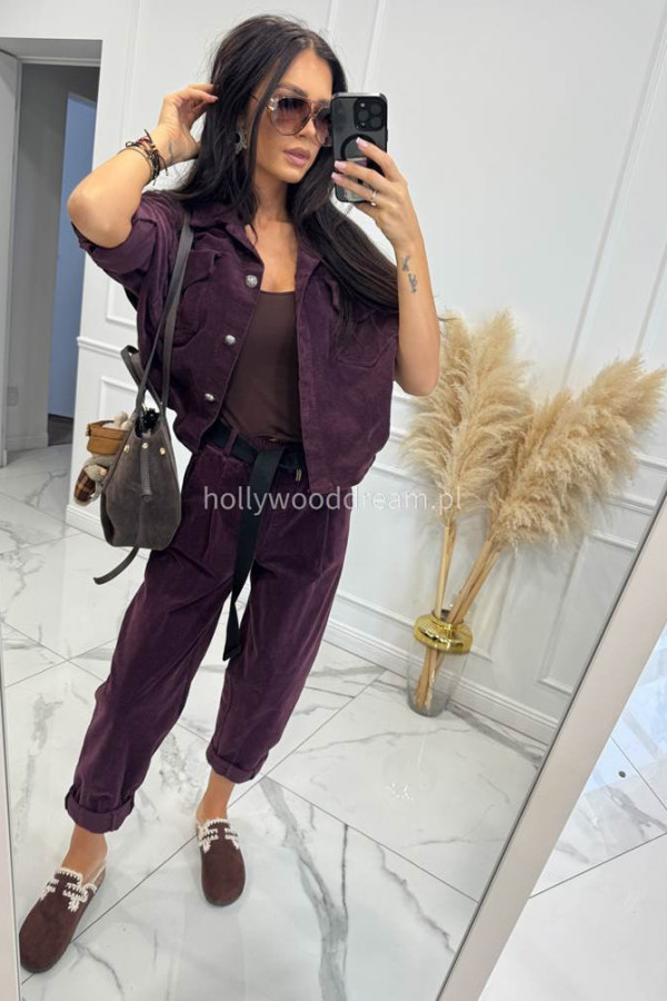 Czekoladowe klapki z futerkiem, ozdobnymi przeszyciami i sprzączką MIKI