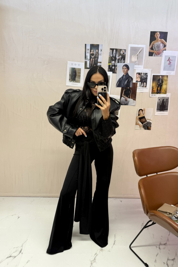 Czarna kurtka bomber skórzana premium MILENA 25