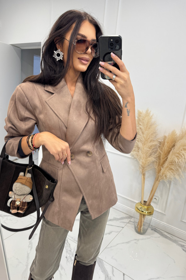 Mokka marynarka zamszowa taliowana Iwon 69