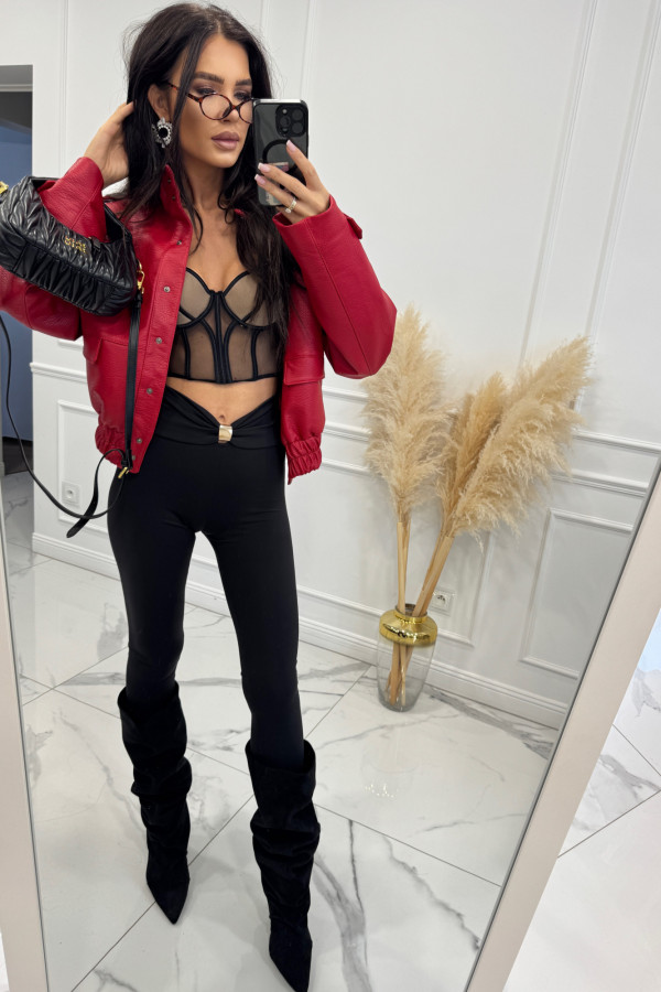 Czarne legginsy ze złotą ozdobą na gumie TYMON 30