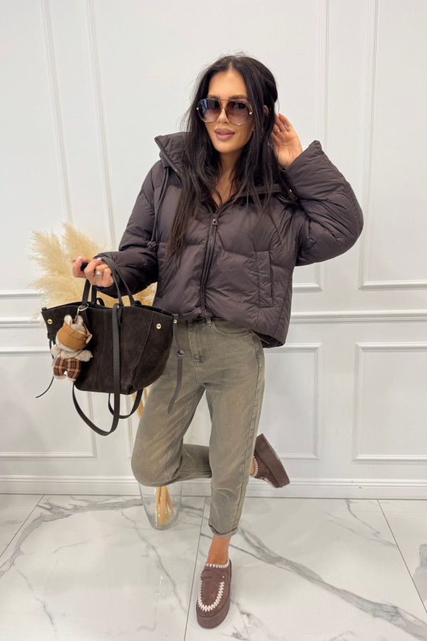 Szare spodnie jeansowe z naszywką na tylnej kieszeni DENIM 192