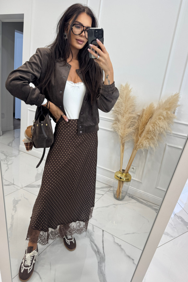 Czekoladowa kurtka al'a bomberka sztruksowa ZOSIA 52