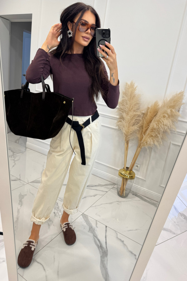 Jasno brązowa bluzka na długi rękaw MOOM 192