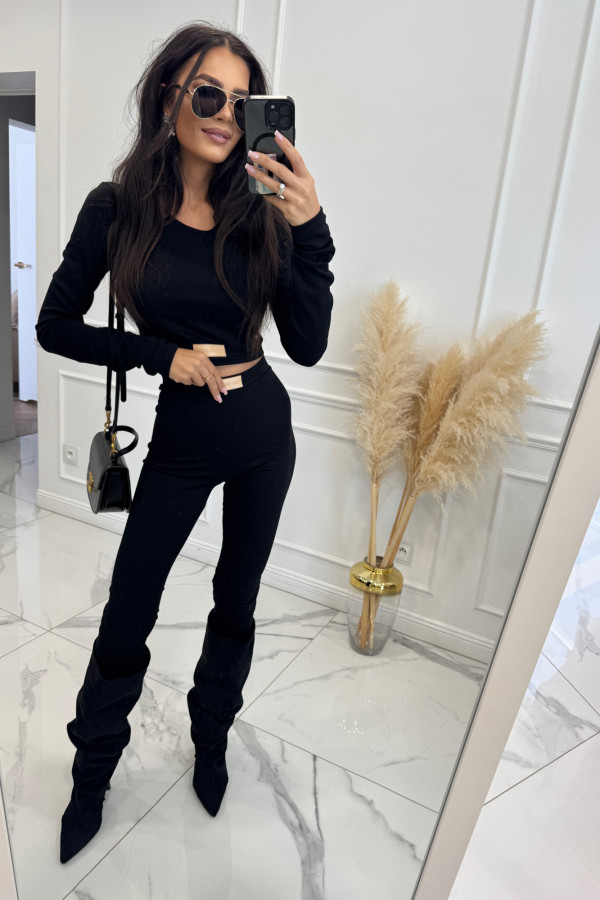 Czarny komplet z wiskozy top+legginsy MICHALINA 155