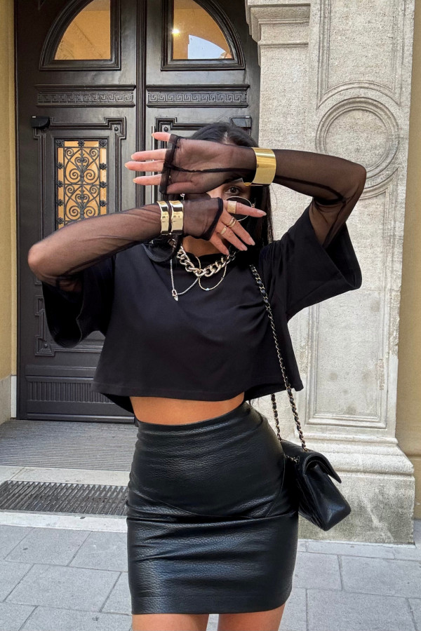 Czarna Spódniczka mini skóra węża MILKA 25