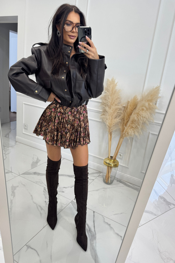 Czekoladowa kurtka bomber skórzana premium MILENA 25