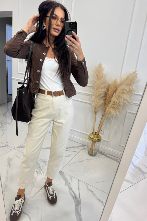 Brązowa kurtka jeans Rewia 49