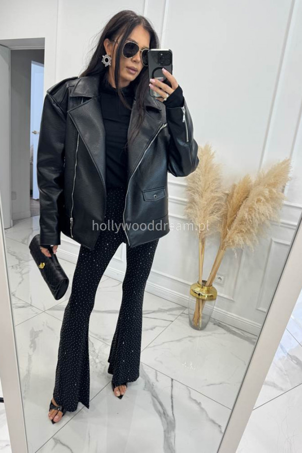 Czarne legginsy dzwony z cekinami Morfi 24