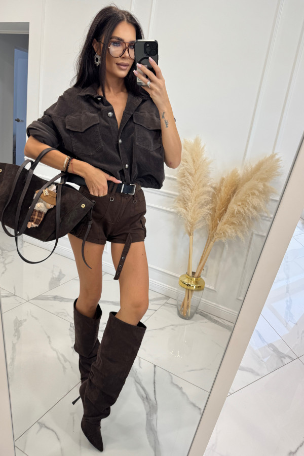 Czekoladowe Spodenki z paskiem Lola 09