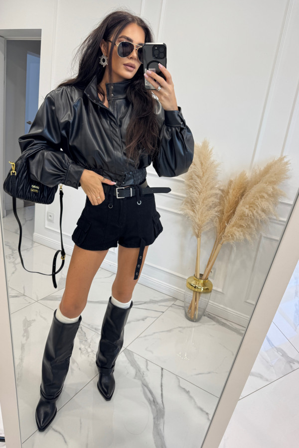 Czarne Spodenki z paskiem Lola 09