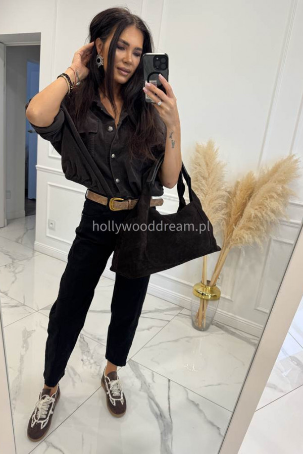 Czarne spodnie jeans z paskiem i szewkiem na nogawkach Karim 24