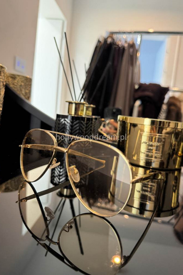 Złote okulary z beżowymi szkiełkami DREAM