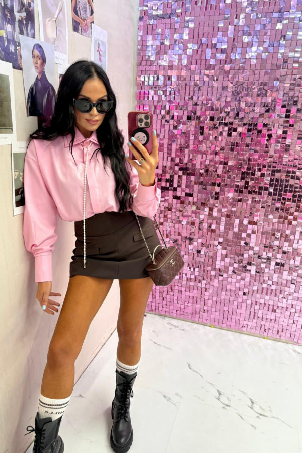 Czekoladowe Spódnico-spodenki z imitacją kieszeni Conor 25