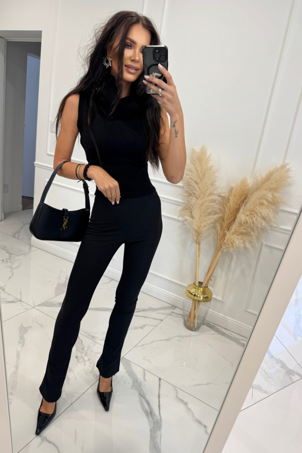 Czarny golf sweterkowy krótki na ramiączkach VALERIE 02