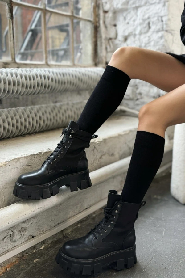 Czarne Podkolanówki gładkie EMMA 150