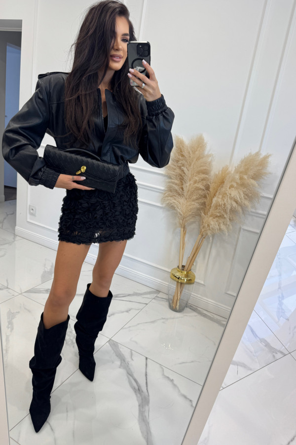 Czarna kurtka skórzana bomberka OLD 38