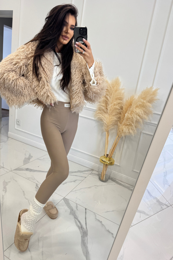 Pudrowo różowe futro karbowane LUKA 06