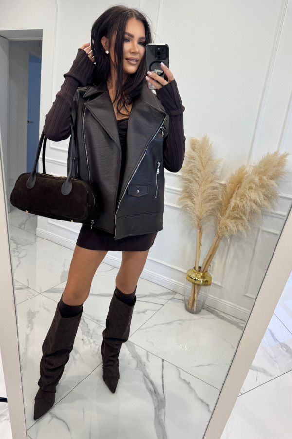 Czekoladowa kamizelka ze skóry LENA 25