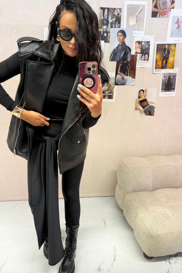 Czarna kamizelka ze skóry LENA 25