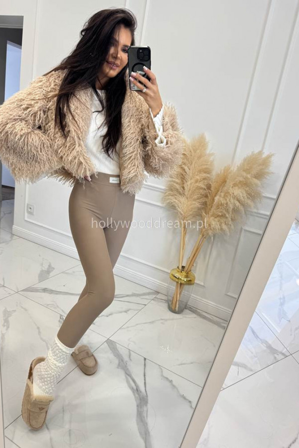 Beżowe legginsy z logo Leno 34