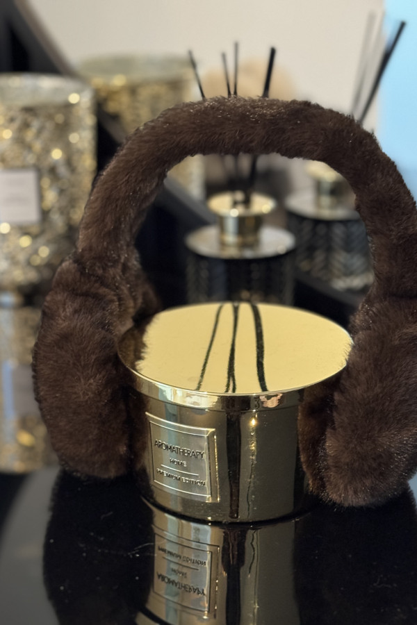 Brązowe nauszniki z futerkiem LIZZY 09