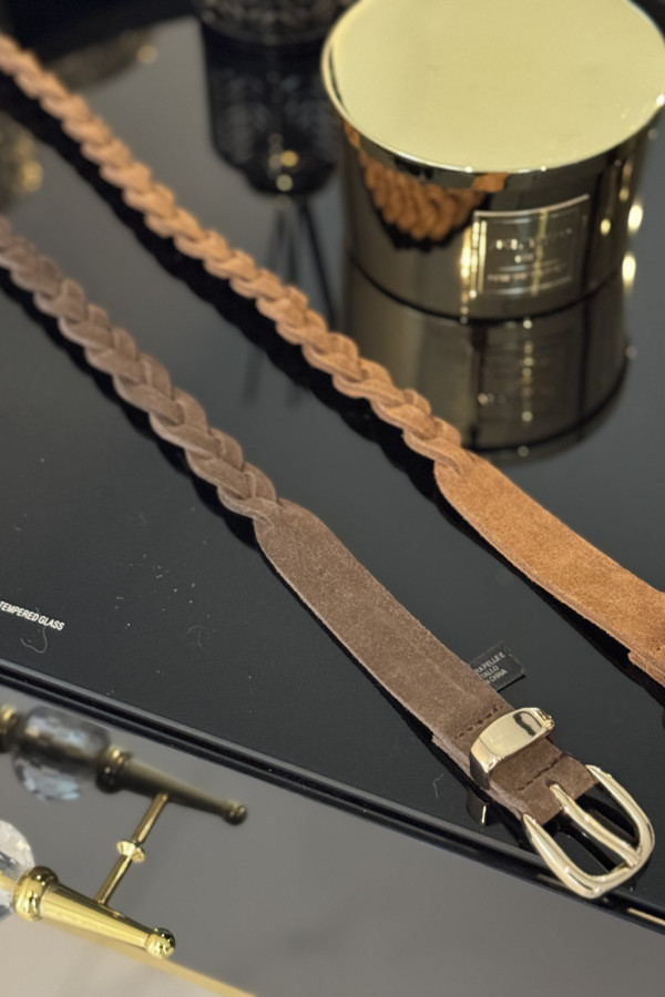 Karmelowy pasek warkocz MAJKA