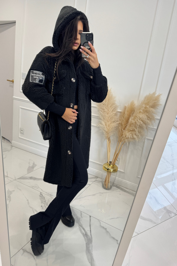 Czarny płaszcz pluszowy KENZO 129