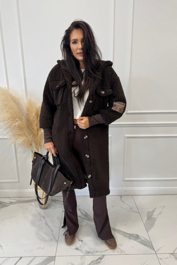 Czekoladowy płaszcz pluszowy KENZO 129